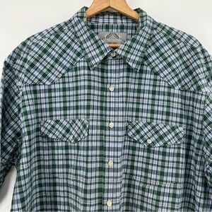 Bruno Western Snap Pockets Green/Blue Plaid Button-Front S/S Shirt 3XLT